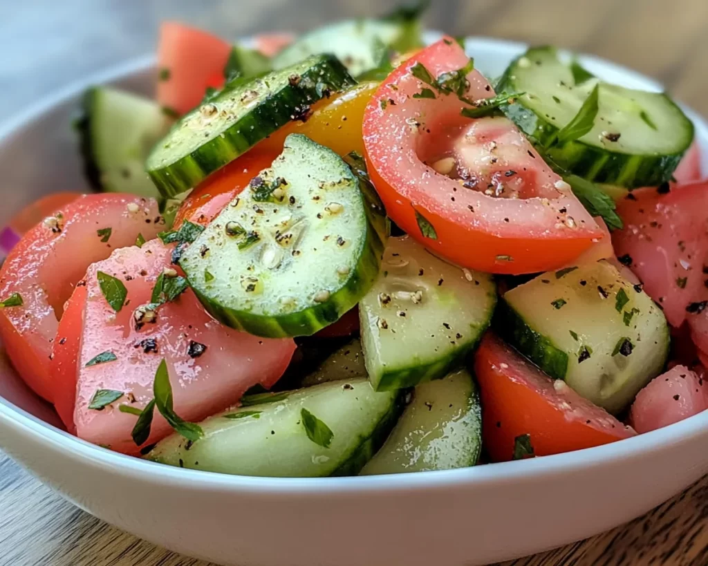 Summer Side Dishes: Cucumber Tomato Salad with Lemon Vinegarette