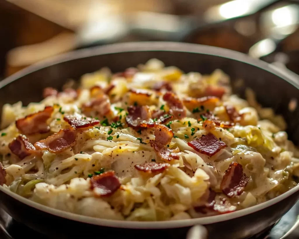 St Patrick’s Day Creamy Bacon and Cabbage Skillet
