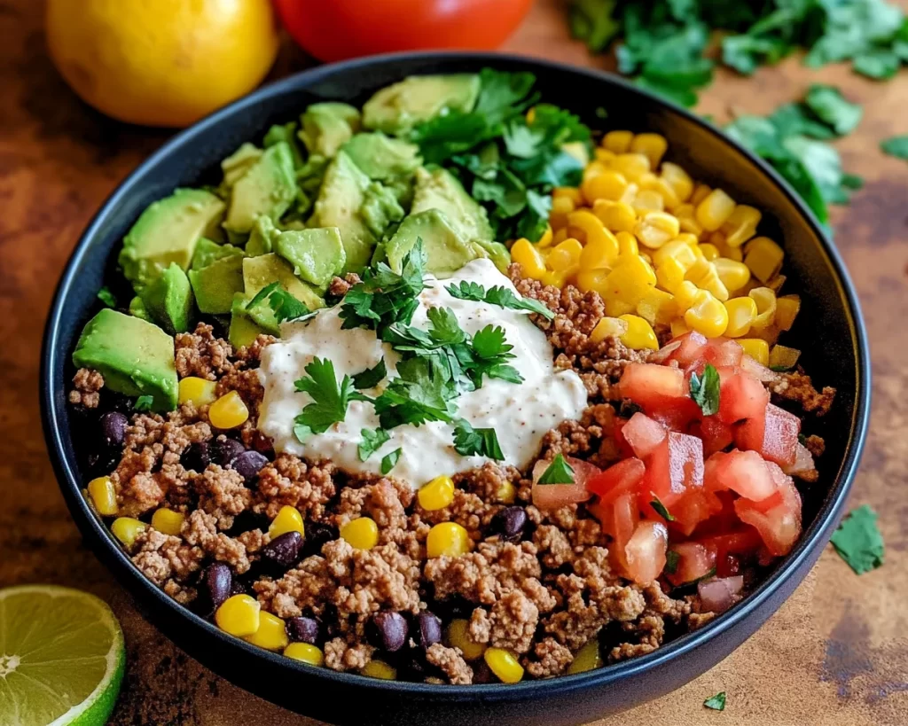 Delicious Ground Turkey Tacos Bowl