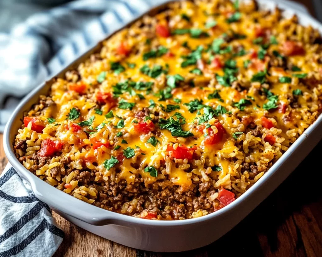 Classic Ground Beef And Rice Casserole