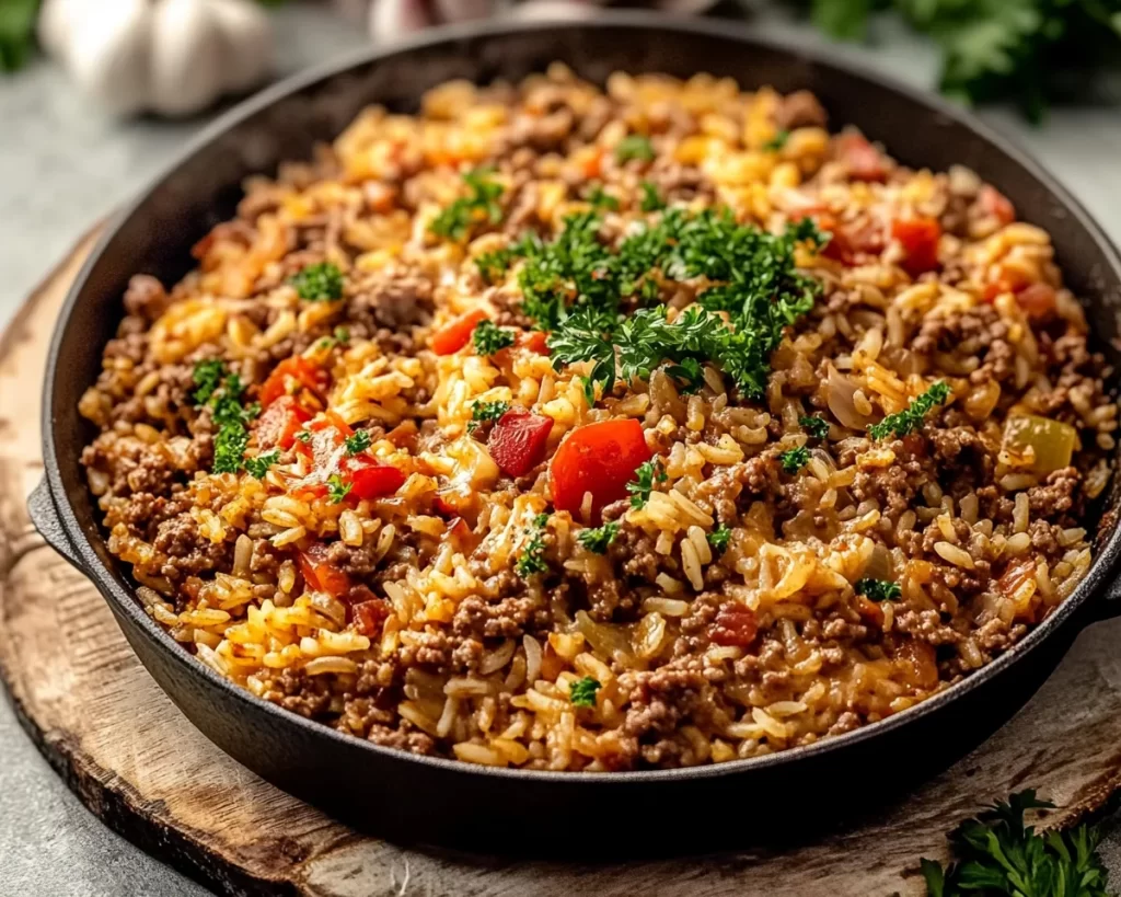 Tasty Ground Beef And Rice Skillet