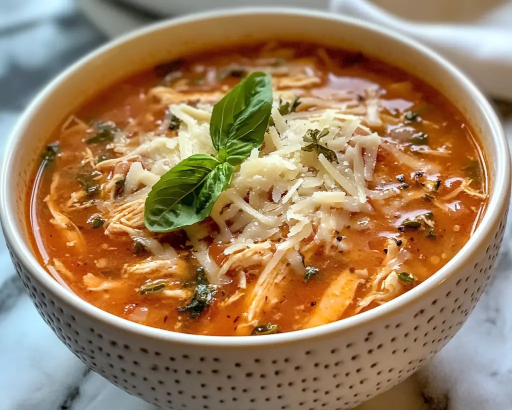 Easy Slow Cooker Chicken Parmesan Soup