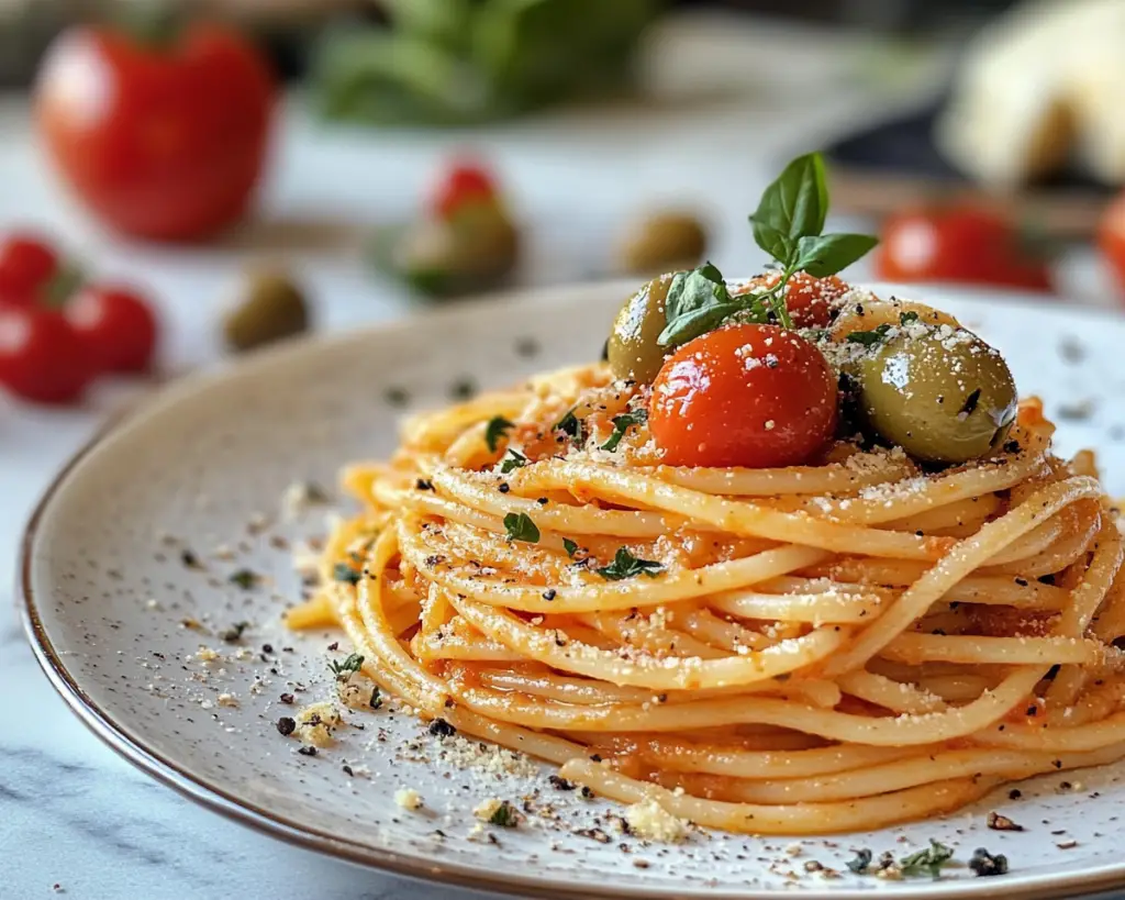 Mediterranean Pasta with Tomatoes and Olives