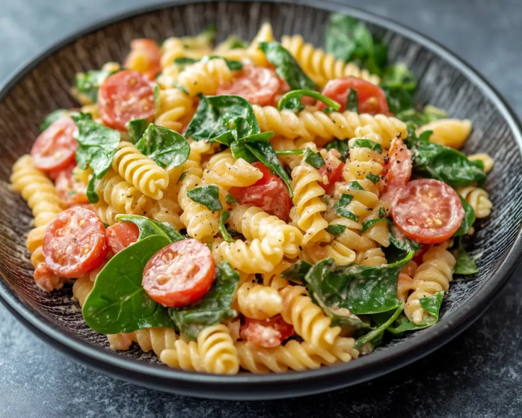 Pasta Salad with Spinach and Tomatoes
