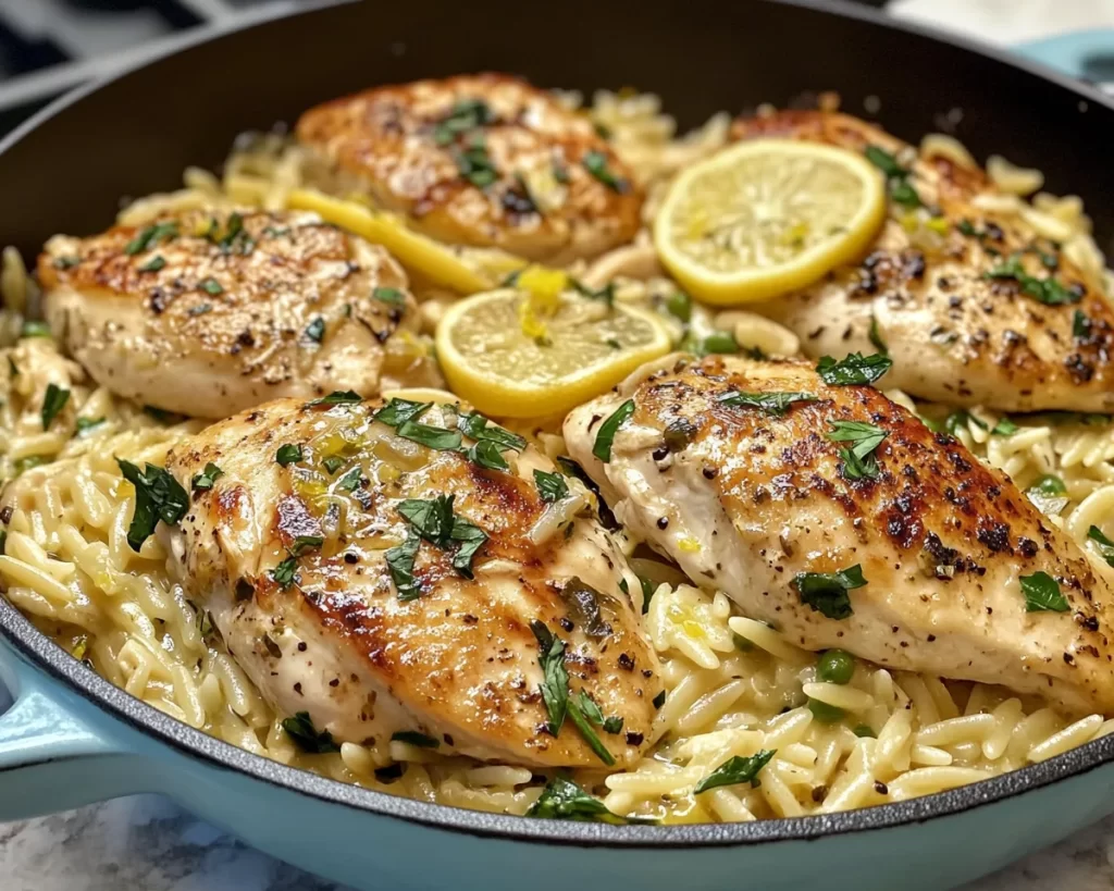 Spring Dinner Ideas: Lemon Chicken Orzo Skillet (Easy)