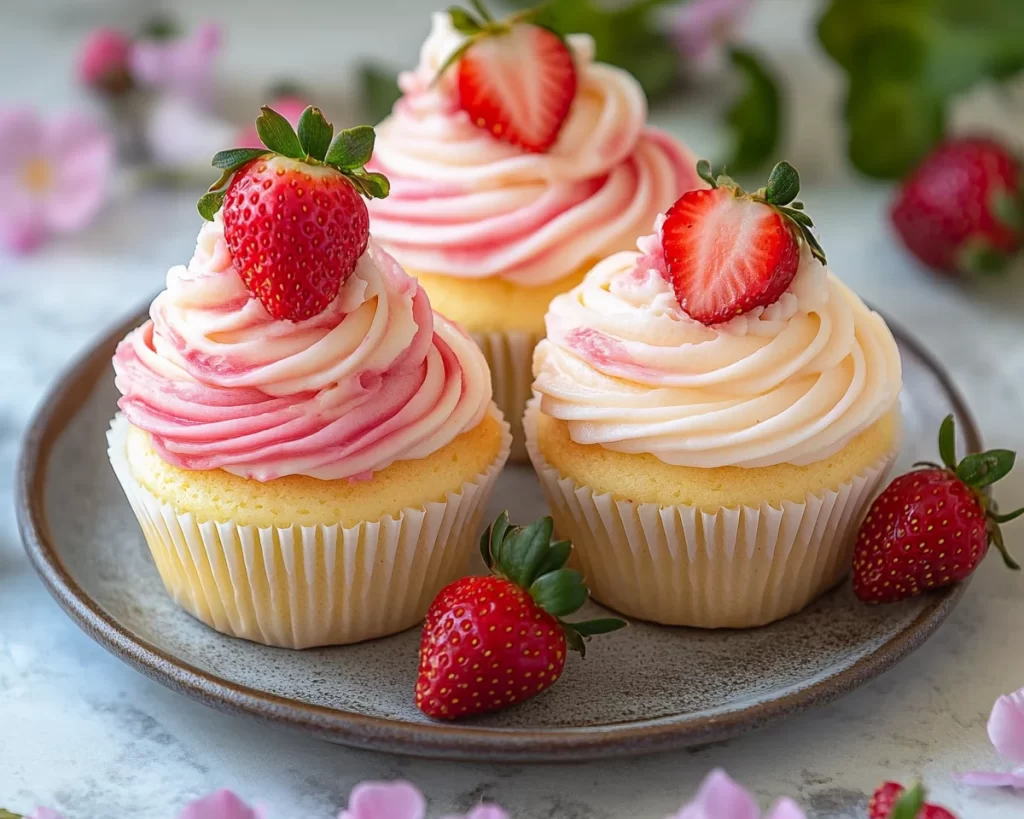 Spring Cupcakes: Lemon Strawberry Swirl Cupcakes
