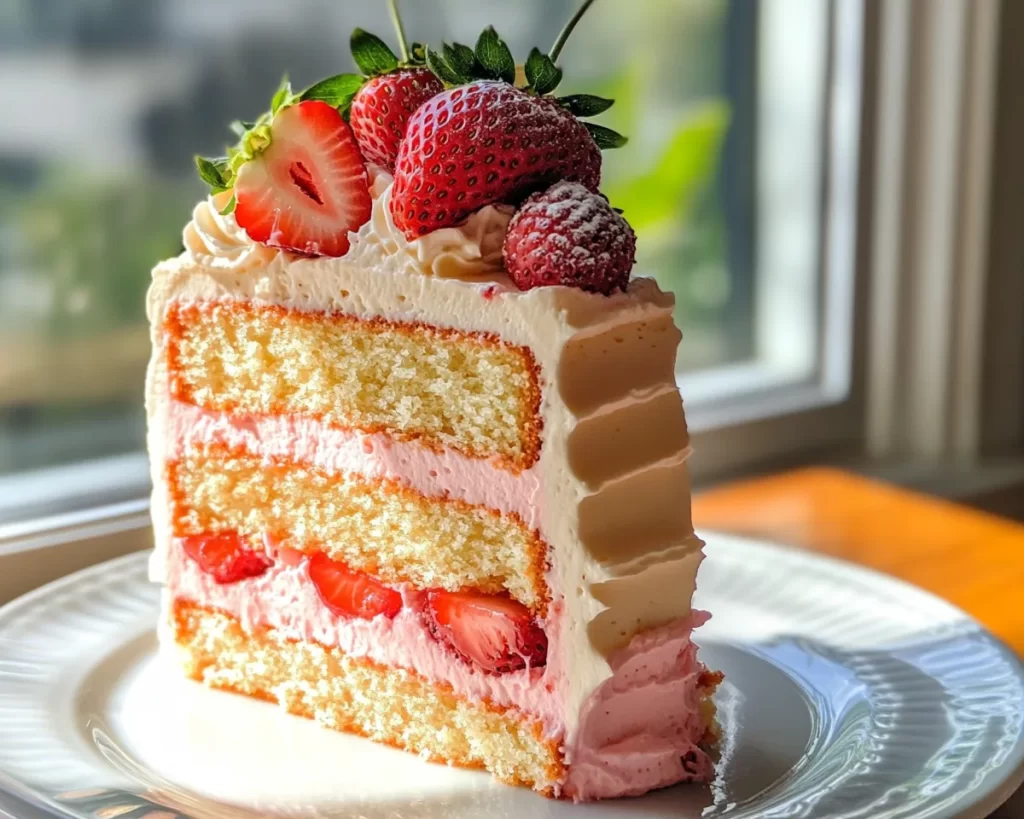 Spring Birthday Cake: Strawberry Vanilla Layer Cake