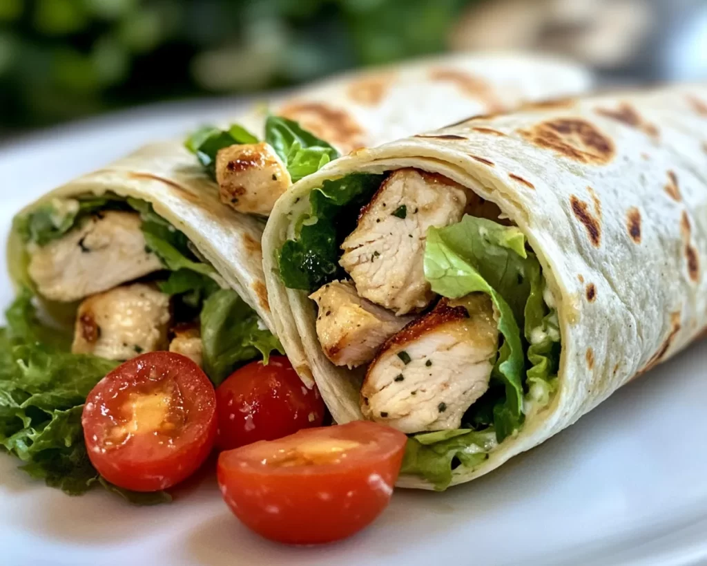 Healthy Easy Chicken Caesar Salad Wrap (Light Dinner)