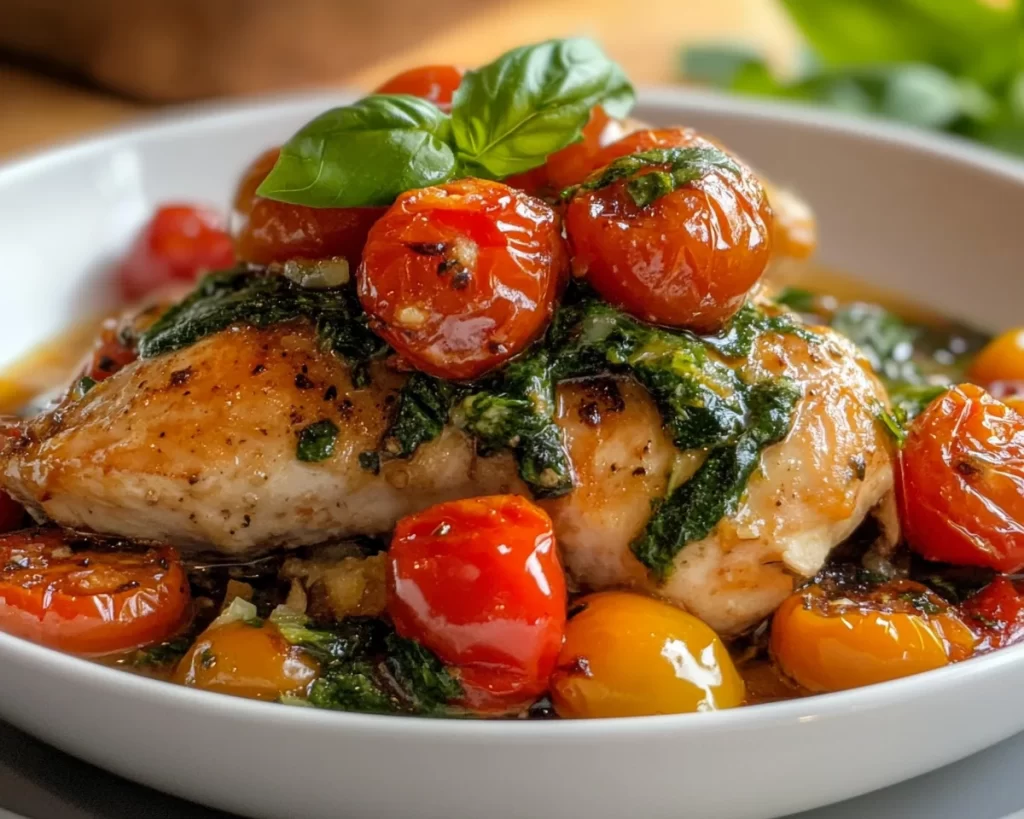 Spring Dinner Party Tomato Basil Chicken