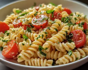 Pasta Salad with Tomatoes and Cheese
