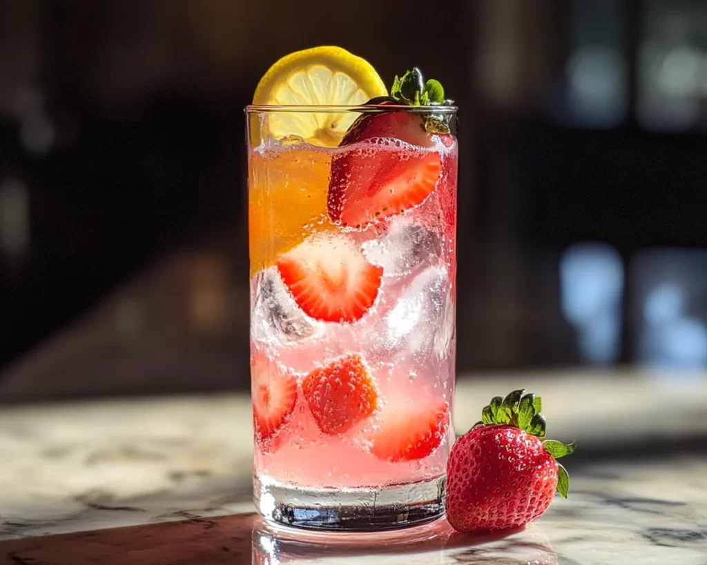 Soda Drinks Recipes: Homemade Lemon Strawberry Fizz