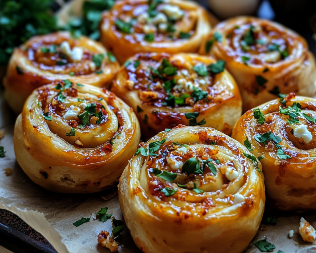 Flaky Chili Honey Feta Rolls (Easy Party Appetizer)