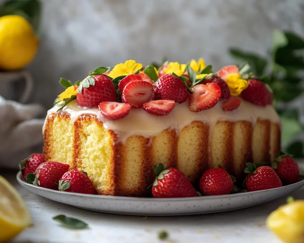 Spring Cake: Lemon Strawberry Cake Loaf