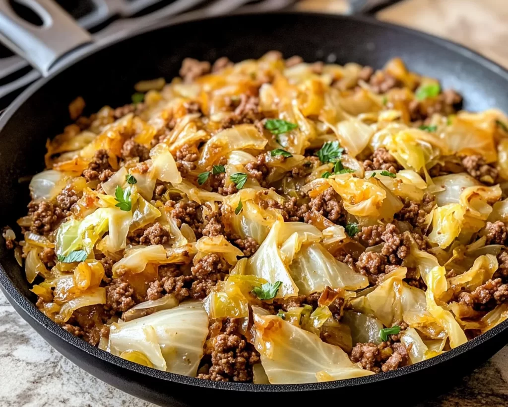 Simple Ground Beef And Cabbage Skillet