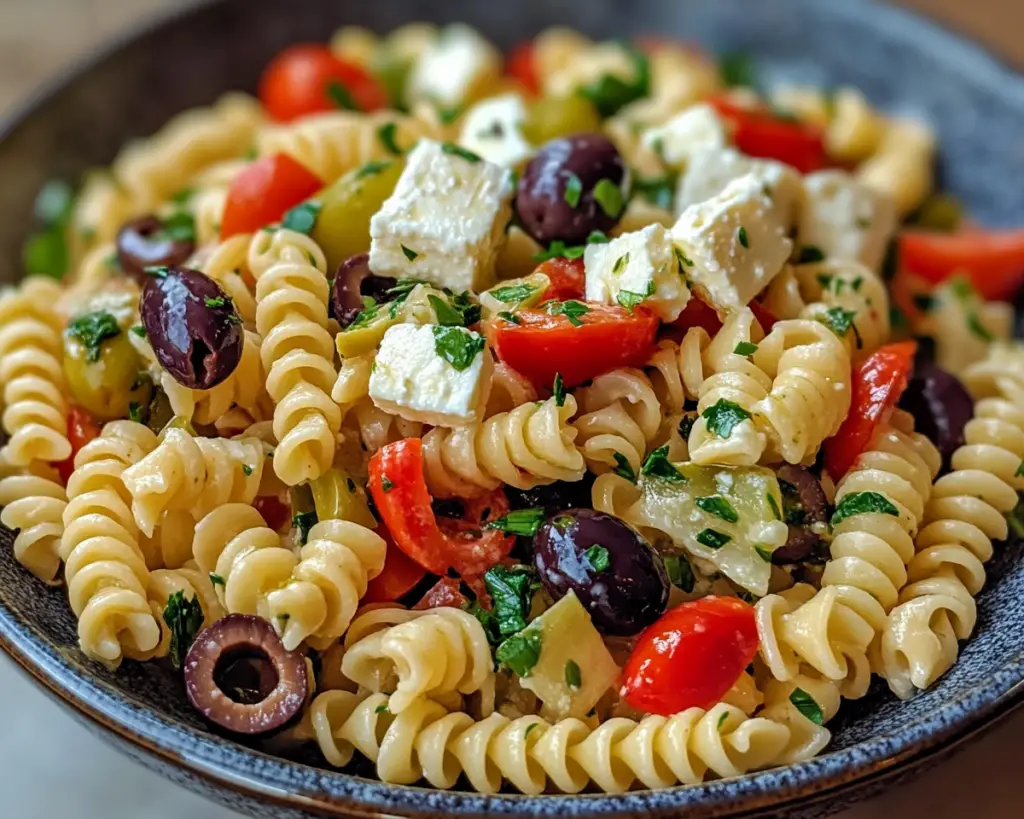 Cold Pasta Salad with Feta and Olives