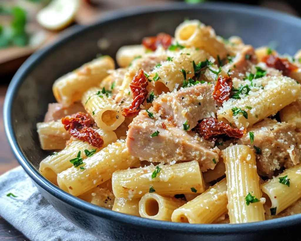 Tuna Rigatoni with Sun-Dried Tomatoes (Easy Pasta Dinner)
