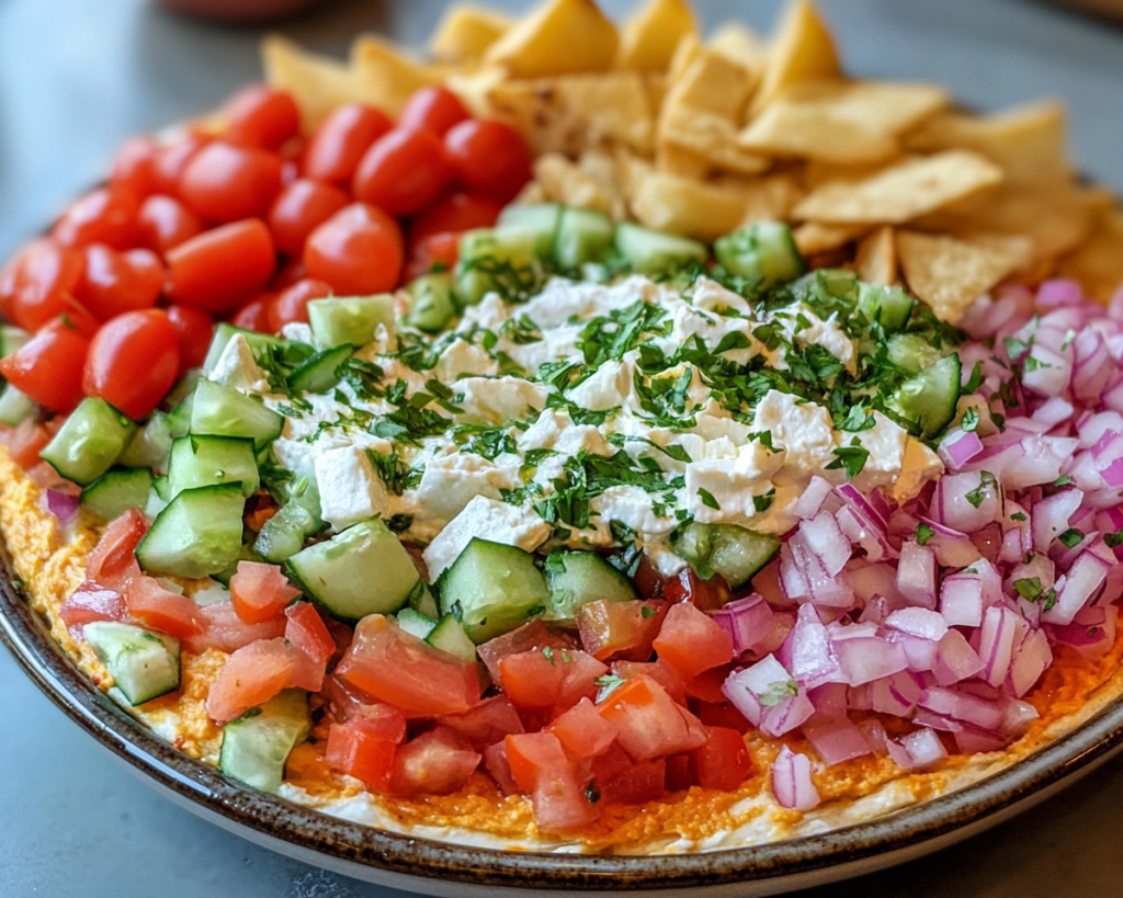 Greek Layer Dip (Fresh Mediterranean Appetizer)