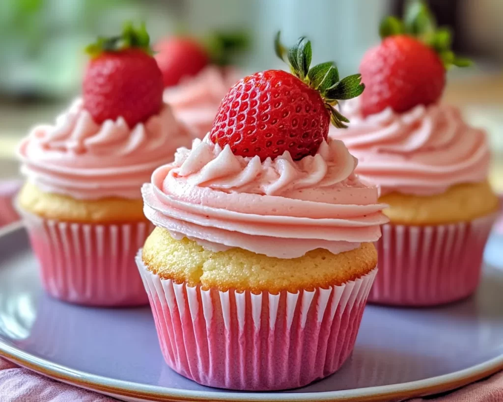 Spring Cupcakes: Strawberry Cupcakes (Light + Fluffy)