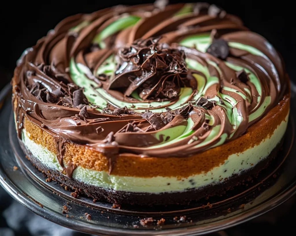 St Patrick’s Day Mint Chocolate Swirl Cheesecake
