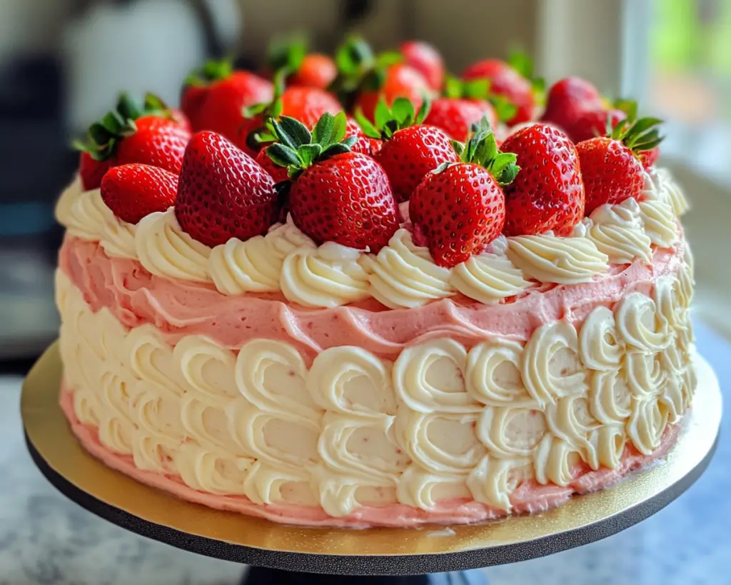 🍓 Strawberry Vanilla Cake (Soft, Moist & Elegant!)