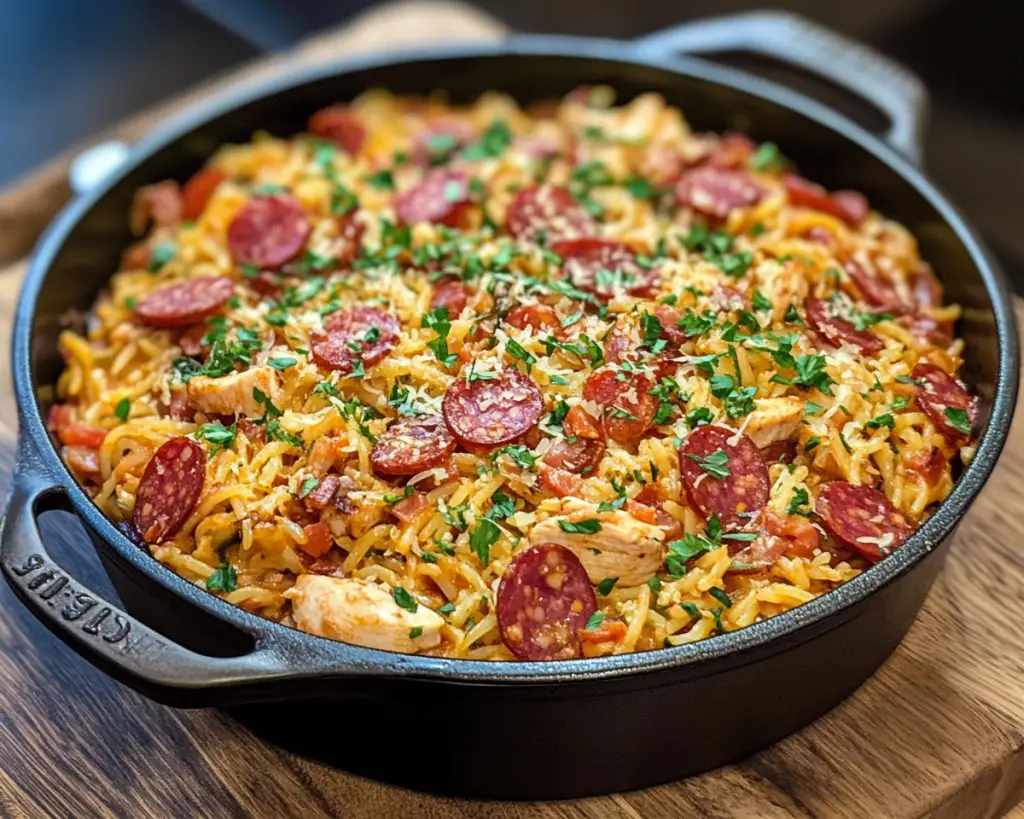 One-Pot Chicken Risoni with Crispy Salami – Easy Weeknight Dinner