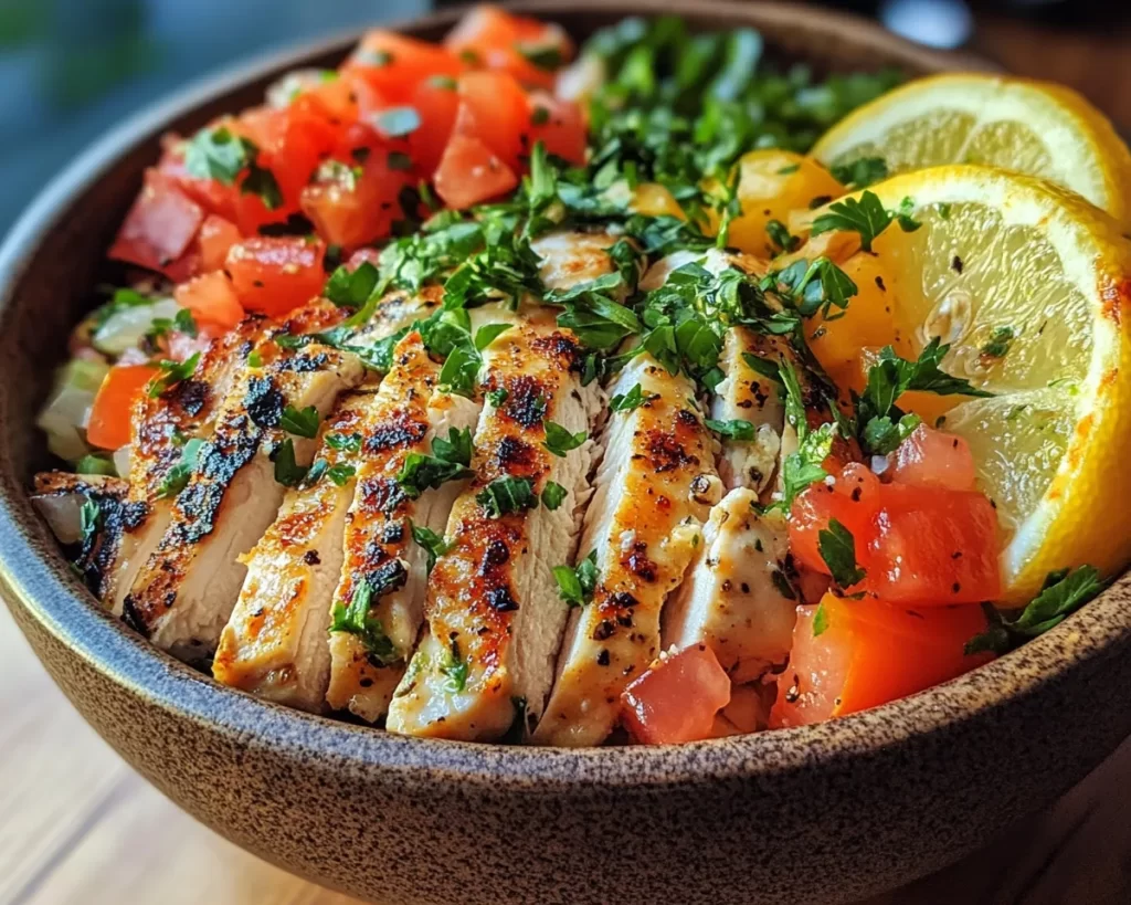 Summer Dinner: Lemon Garlic Chicken Salad Bowl