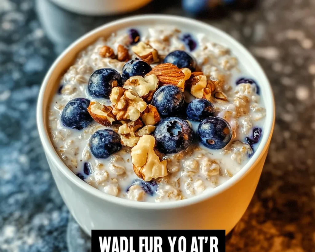 Walnut Blueberry Overnight Oats With Yogurt
