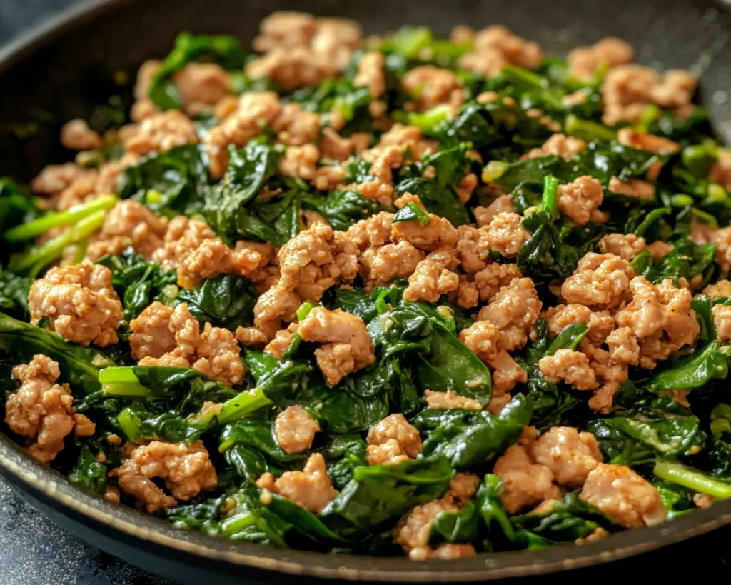 Healthy Ground Turkey Skillet with Spinach