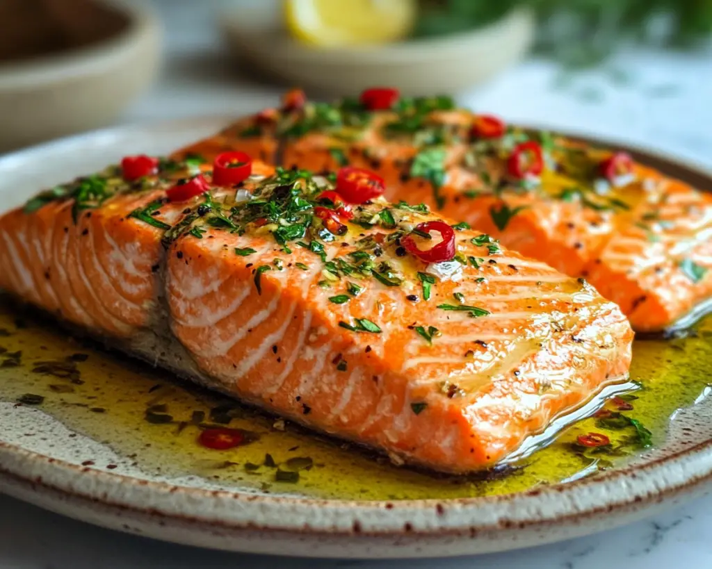 Baked Salmon with Olive Oil and Herbs