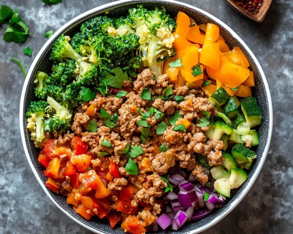 High Protein Ground Turkey Veggie Bowl