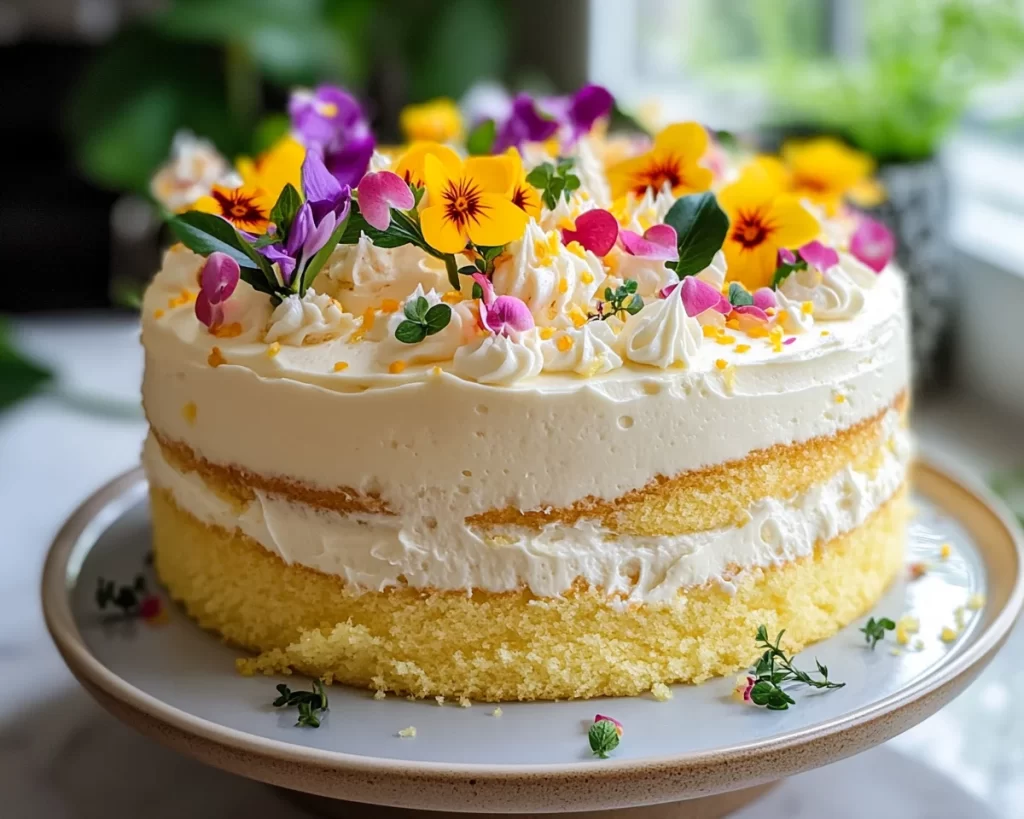 Spring Birthday Cake: Lemon Vanilla Birthday Cake