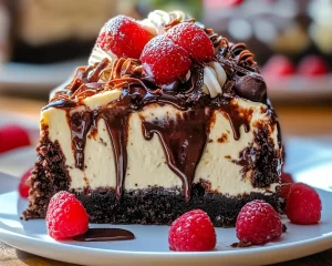 Decadent Hot Fudge Sundae Brownie Cheesecake