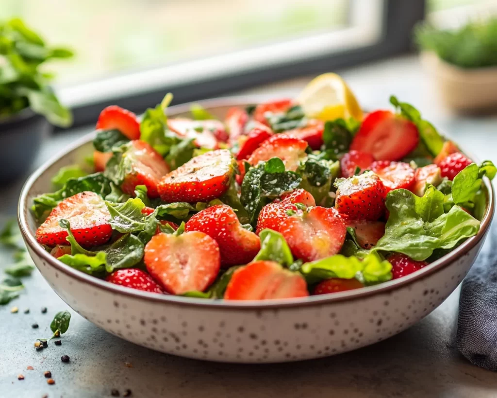 Spring Salad: Strawberry Salad with Lemon Vinegarette Dressing