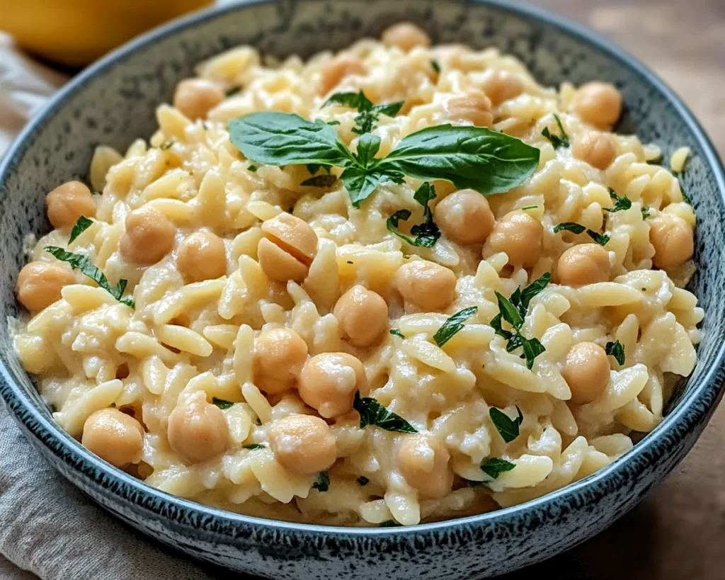 Creamy Lemon Ricotta Orzo with Chickpeas Recipe