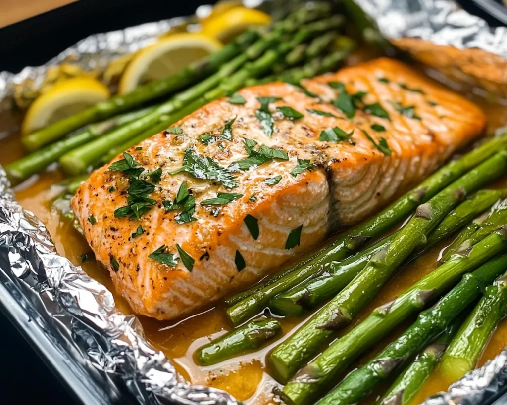 Easy Baked Salmon in Foil with Asparagus