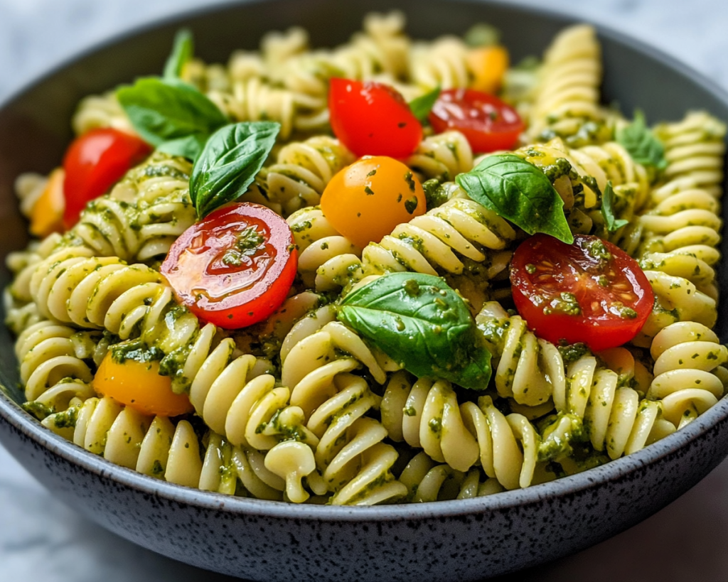 Pasta Salad with Basil Pesto Dressing