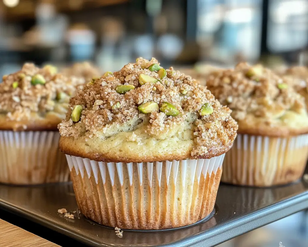 Bakery-Style Pistachio Muffins with Crumble Topping