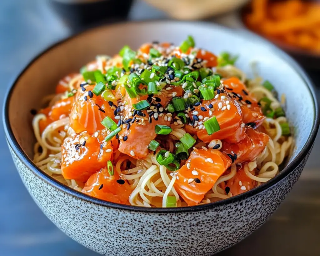 🍜 Sticky Sweet Spicy Asian Salmon Rice Noodles (Bold Flavor Dinner)