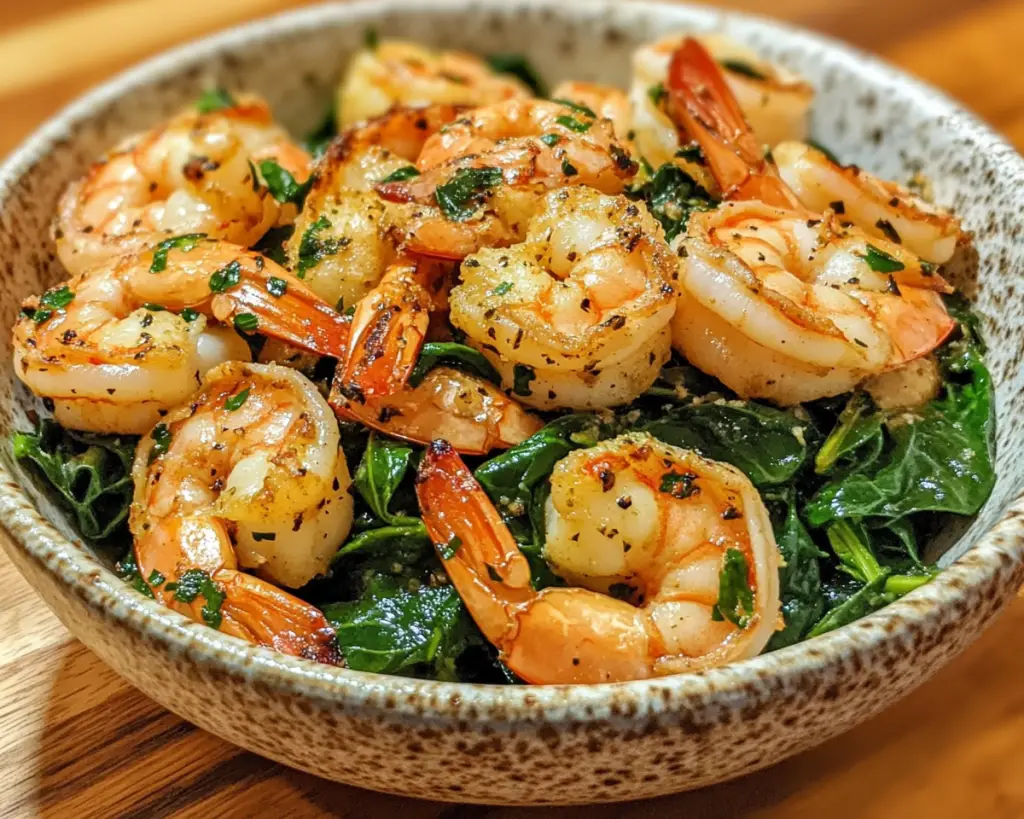 Garlic Butter Shrimp with Spinach