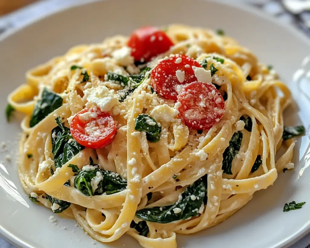 Mediterranean Pasta with Spinach and Feta