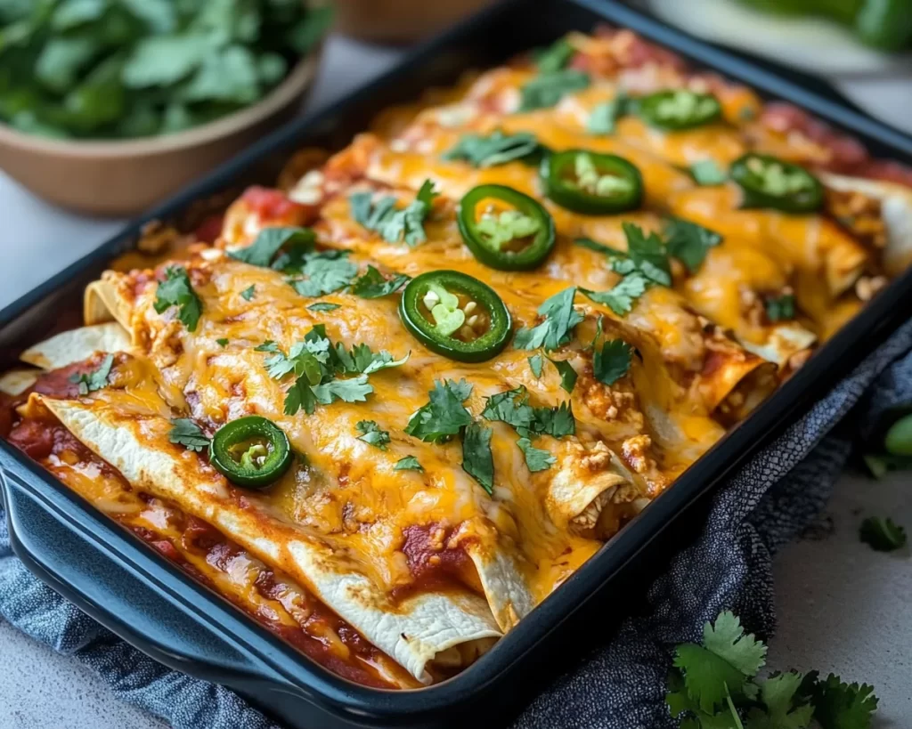 Spicy Jalapeño Popper Chicken Enchiladas