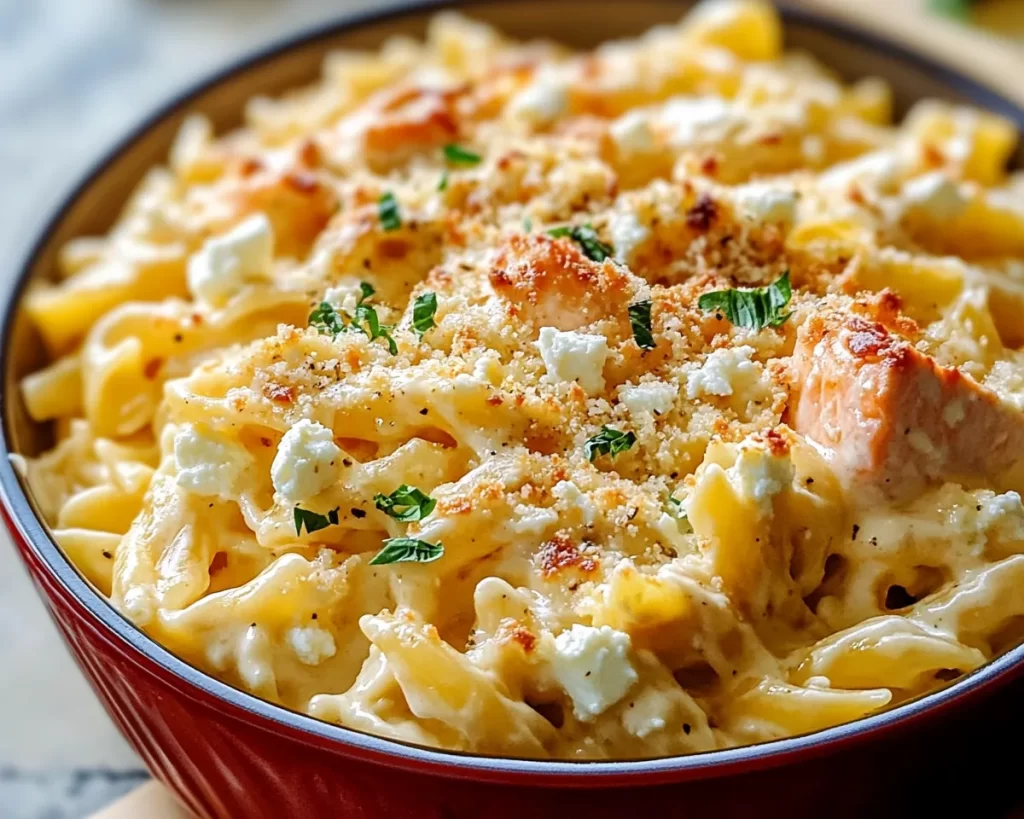 Creamy Baked Feta Salmon Pasta