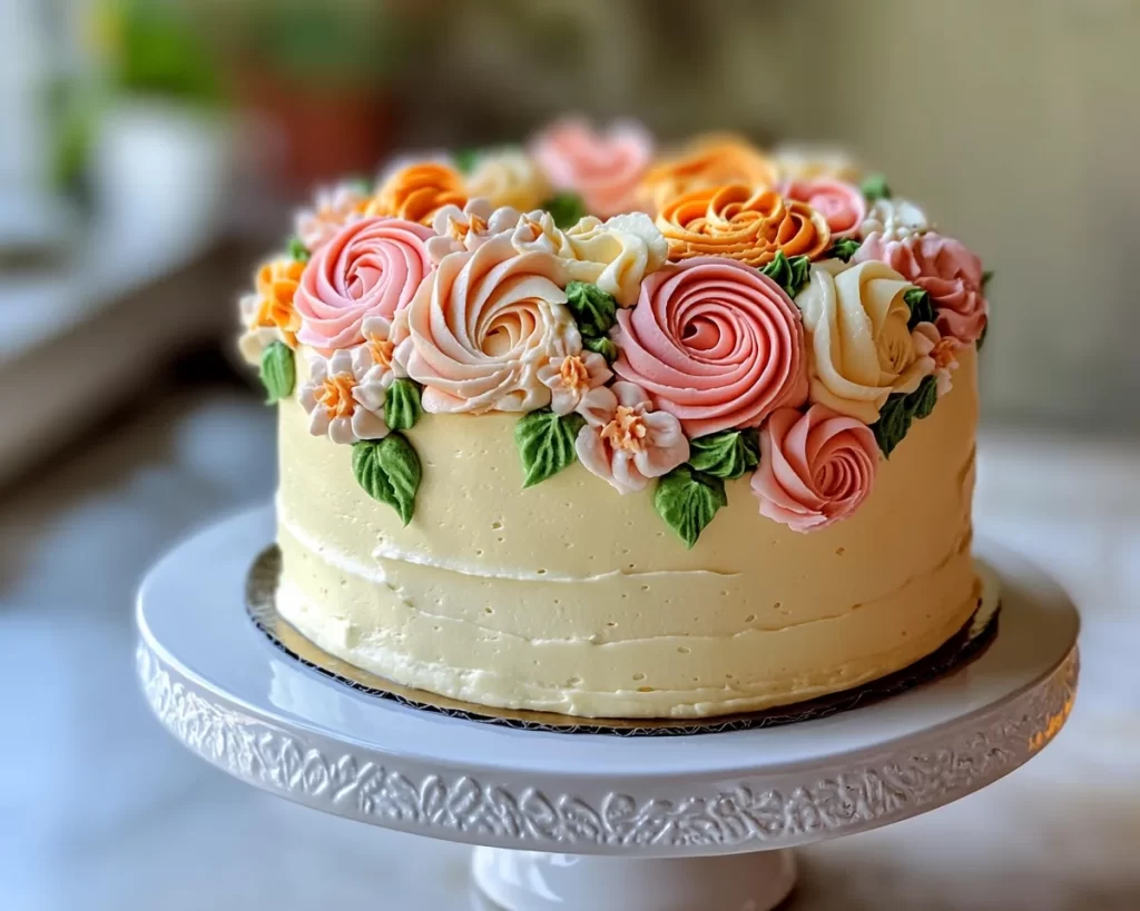 Spring Cake Designs: Simple Buttercream Flowers Cake