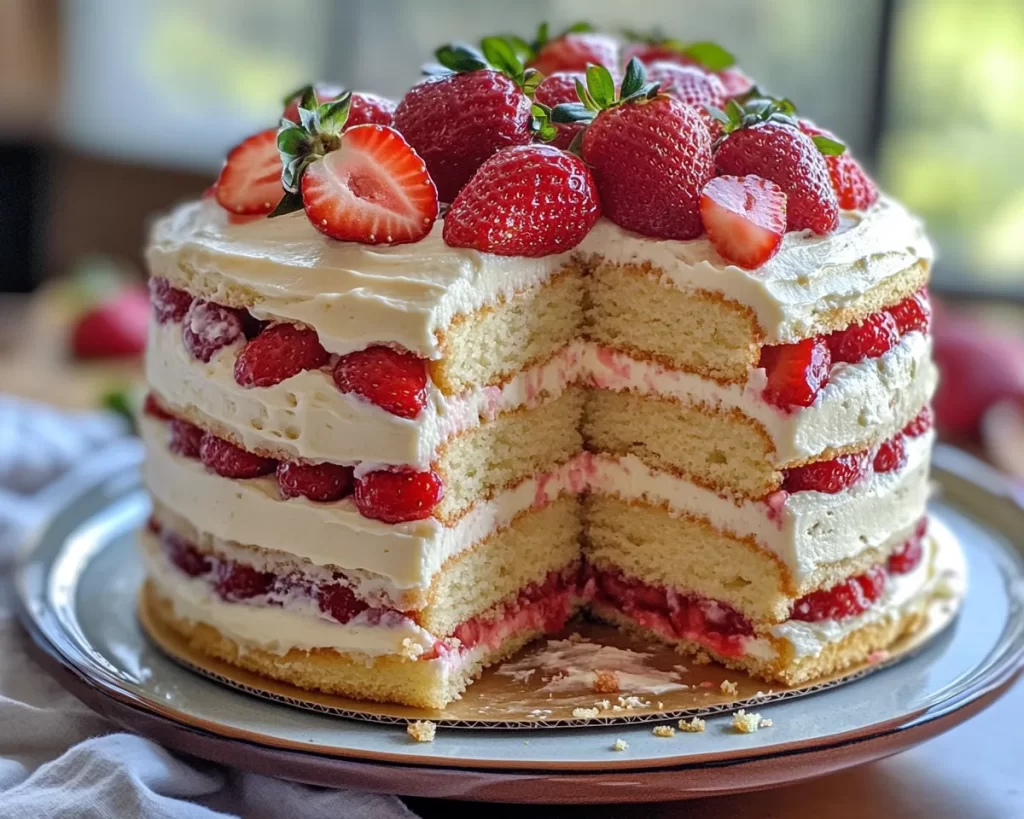 Spring Birthday Cake: Vanilla Cake with Strawberry Filling
