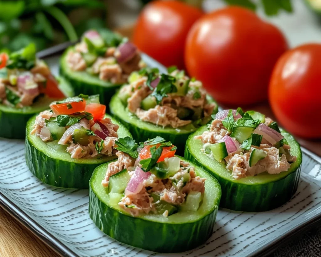 Healthy Easy Recipes: Cucumber Tuna Stuffed Boats in 10 Minutes