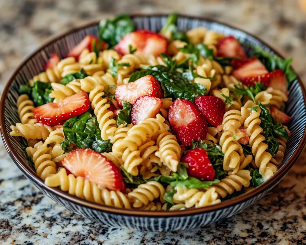 Picnic Food Ideas: Strawberry Spinach Pasta Salad in 15 Minutes