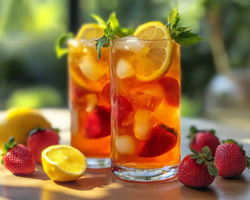 Summer Drinks Nonalcoholic: Iced Strawberry Lemon Tea