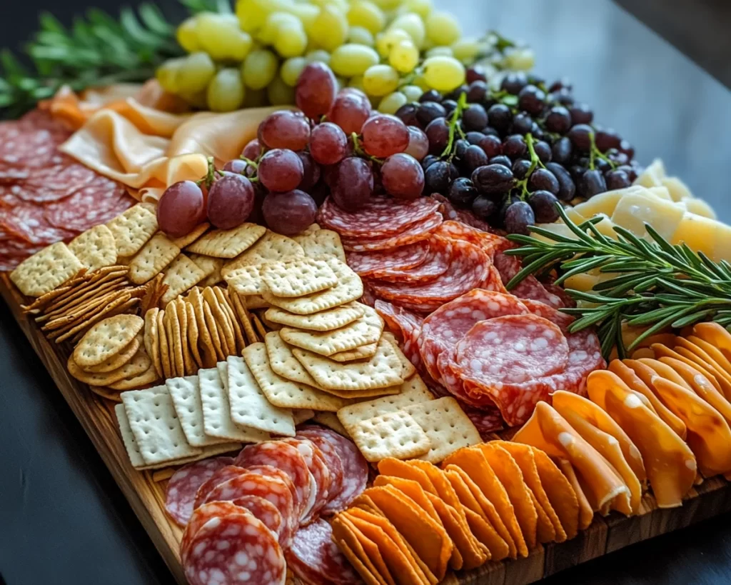 Spring Charcuterie Board Ideas with Crackers & Grapes in 5 Steps