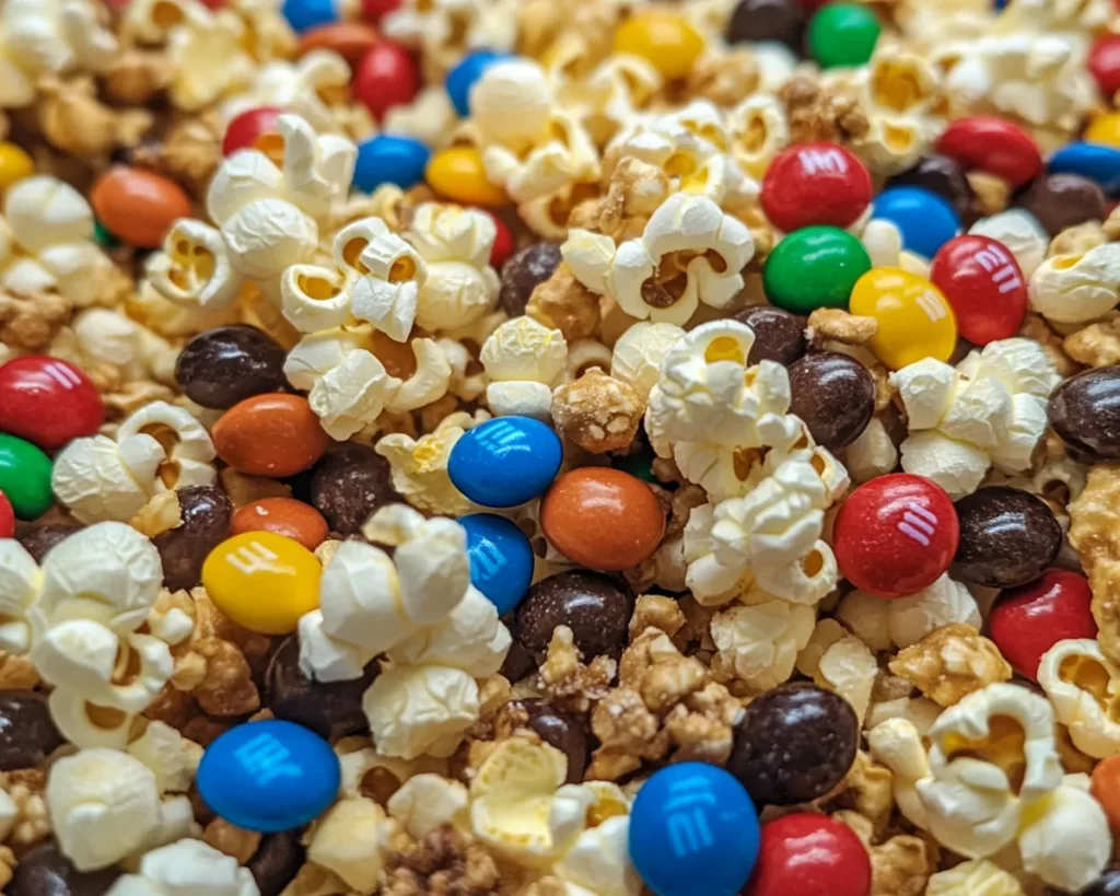 Baseball Snacks: Popcorn Trail Mix With M and Ms in 10 Minutes