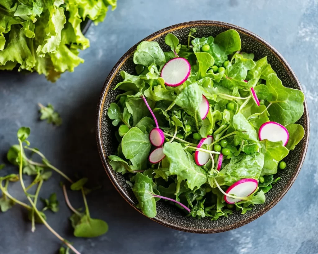 Spring Salad: Pea Shoot and Radish Butter Lettuce Salad in 10 Minutes